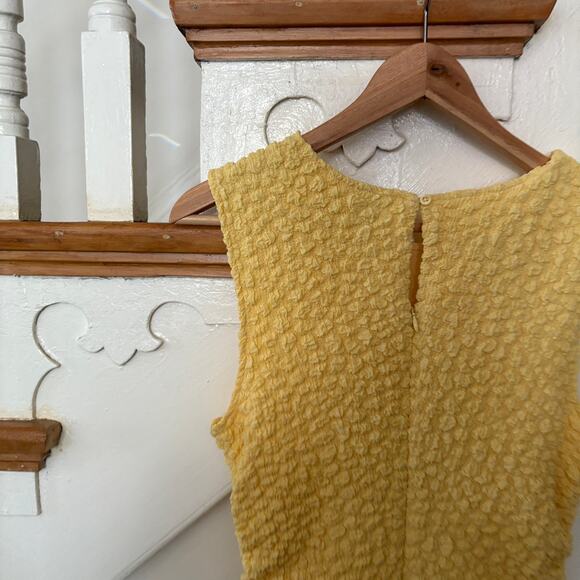 NWT Anthropologie Textured Mini Shift Dress Yellow Sleeveless Stretch Size M - Picture 9 of 10